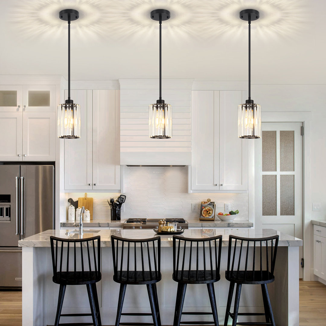 Bette 1-Light Modern Crystal Single Pendant Light With Adjustable Height